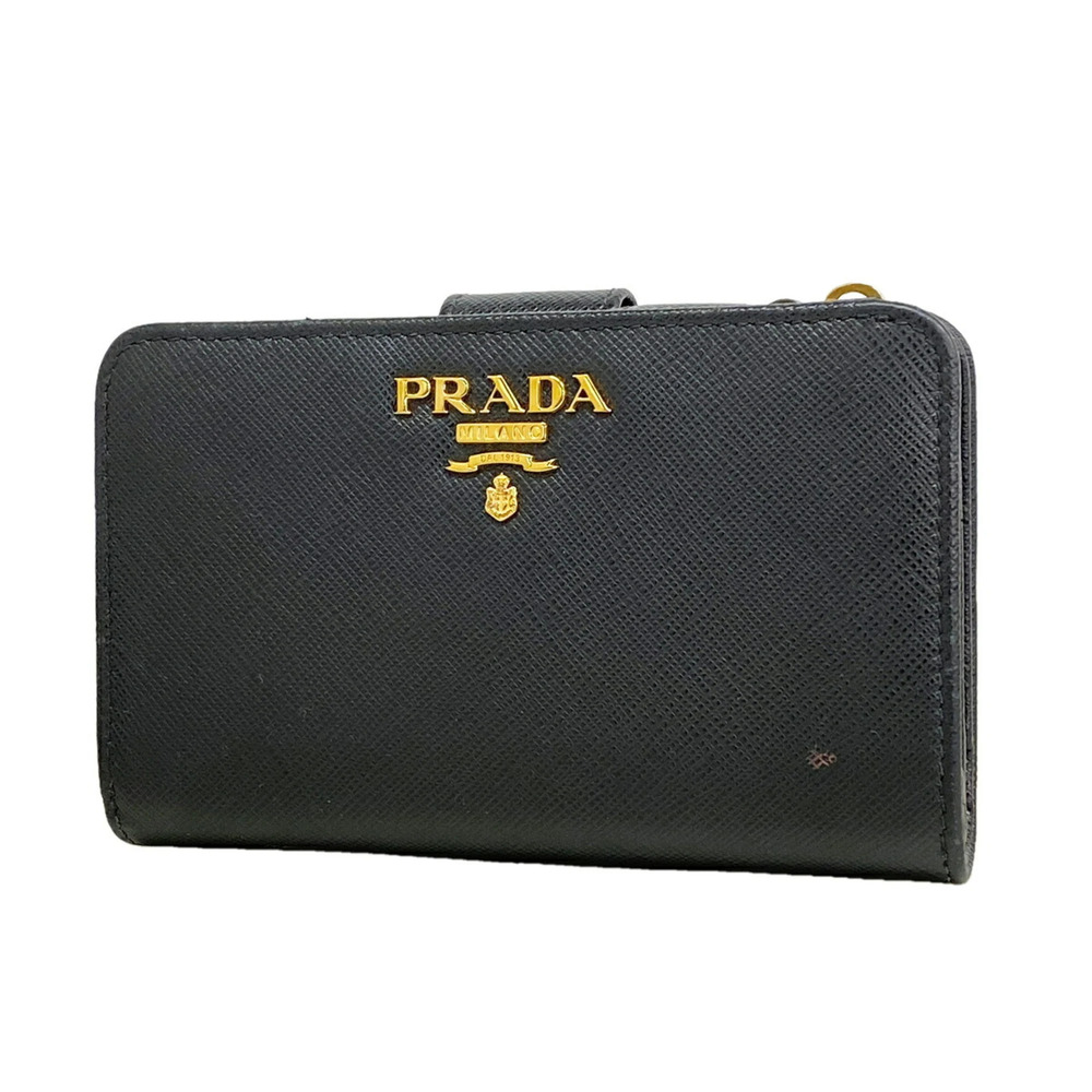 Prada Saffiano Leather Wallet, Black, Women's